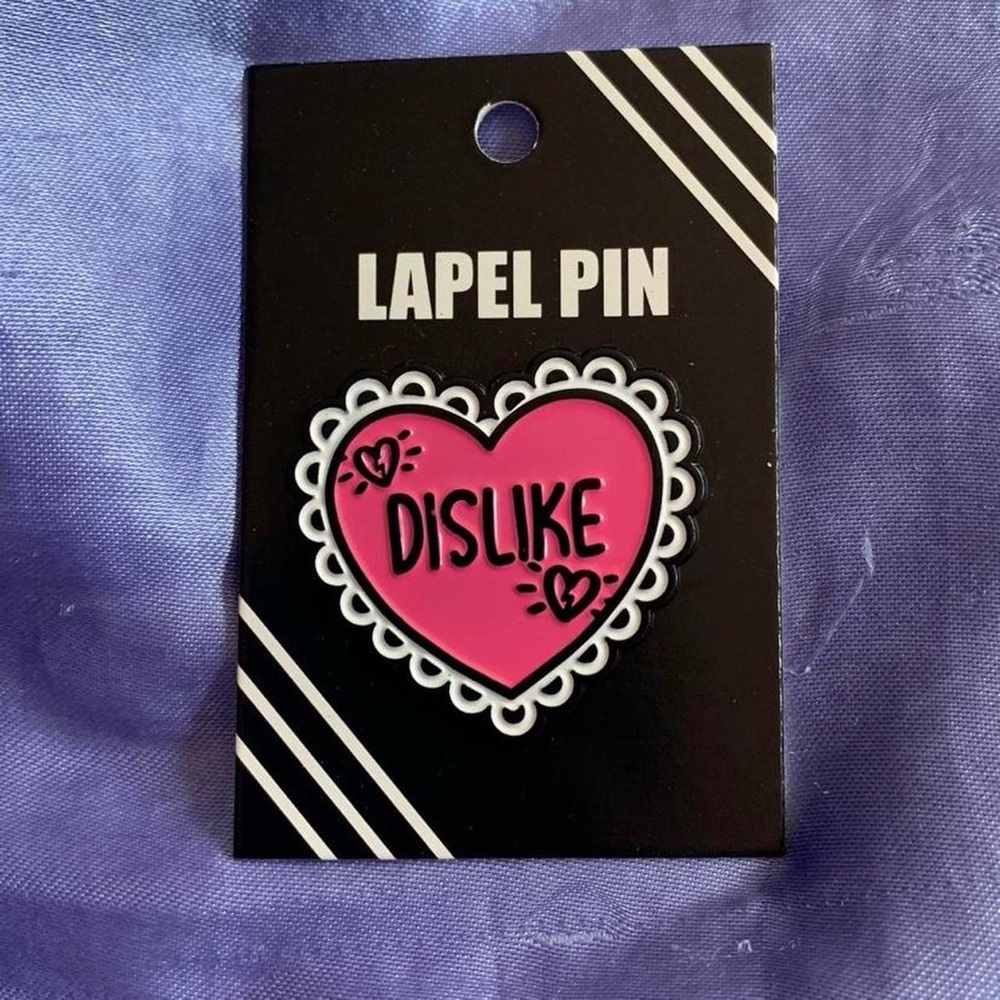 DISLIKE Pink Heart Lapel pin